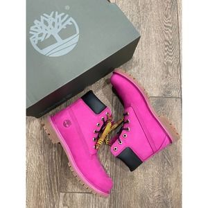 Timberland Women's Premium 6 Inch Waterproof HOT PINK Fuschia Ankle Boots In Box